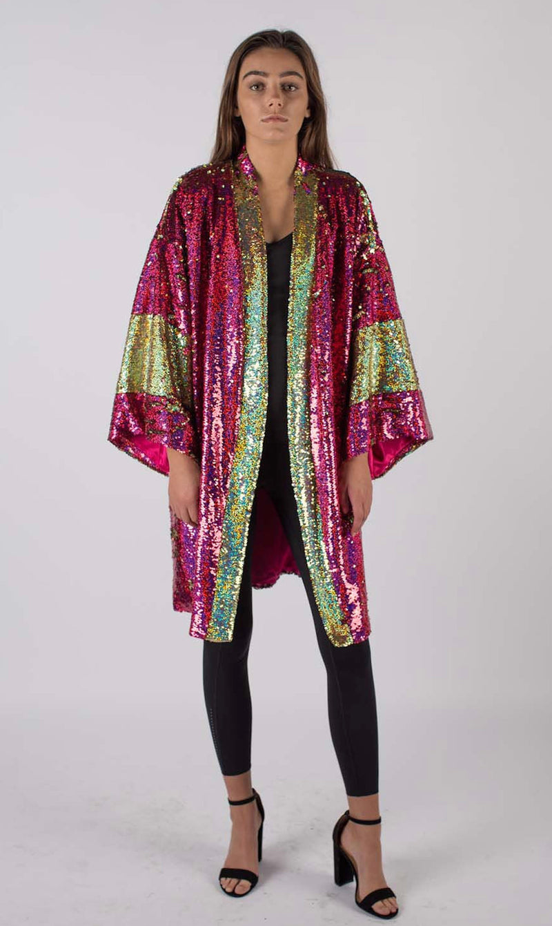 Any Old Iron Hologram Sequin Kimono