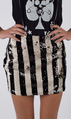 Any Old Iron Stripped Sequin Skirt