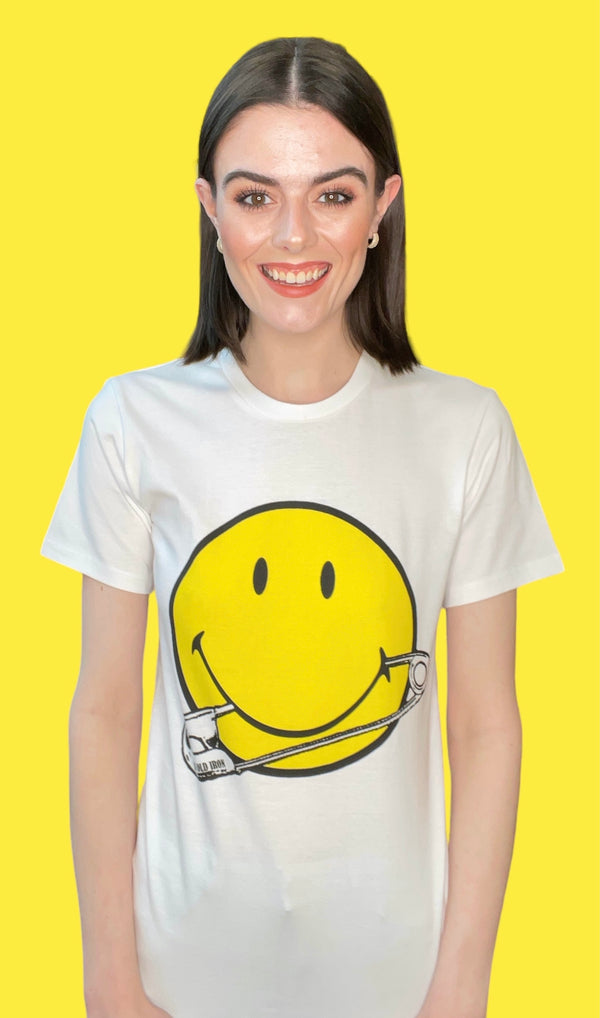 Any Old Iron x Smiley camiseta blanca perforada