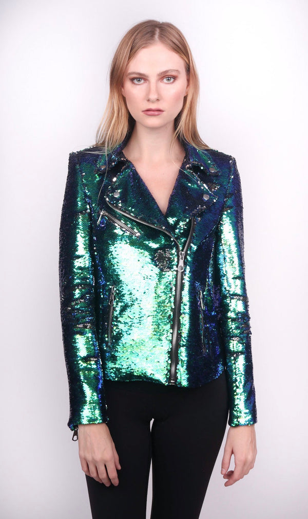 Any Old Iron Peacock Sequin Moto