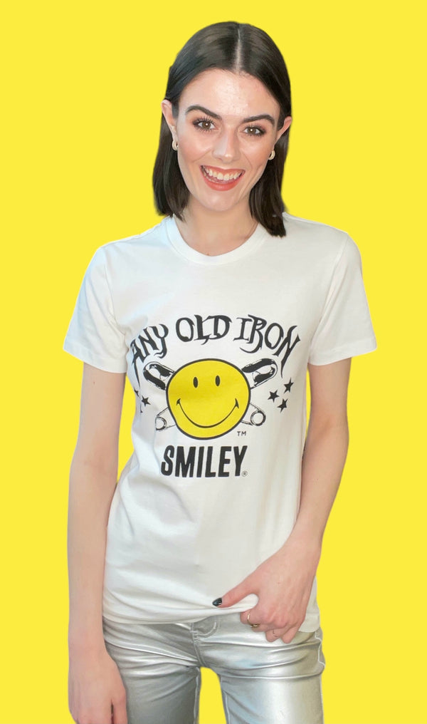 Any Old Iron x Smiley Logo camiseta blanca