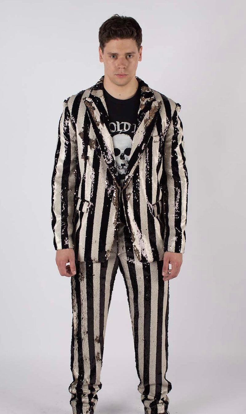 Any Old Iron Men's Stripped Sequin Suit