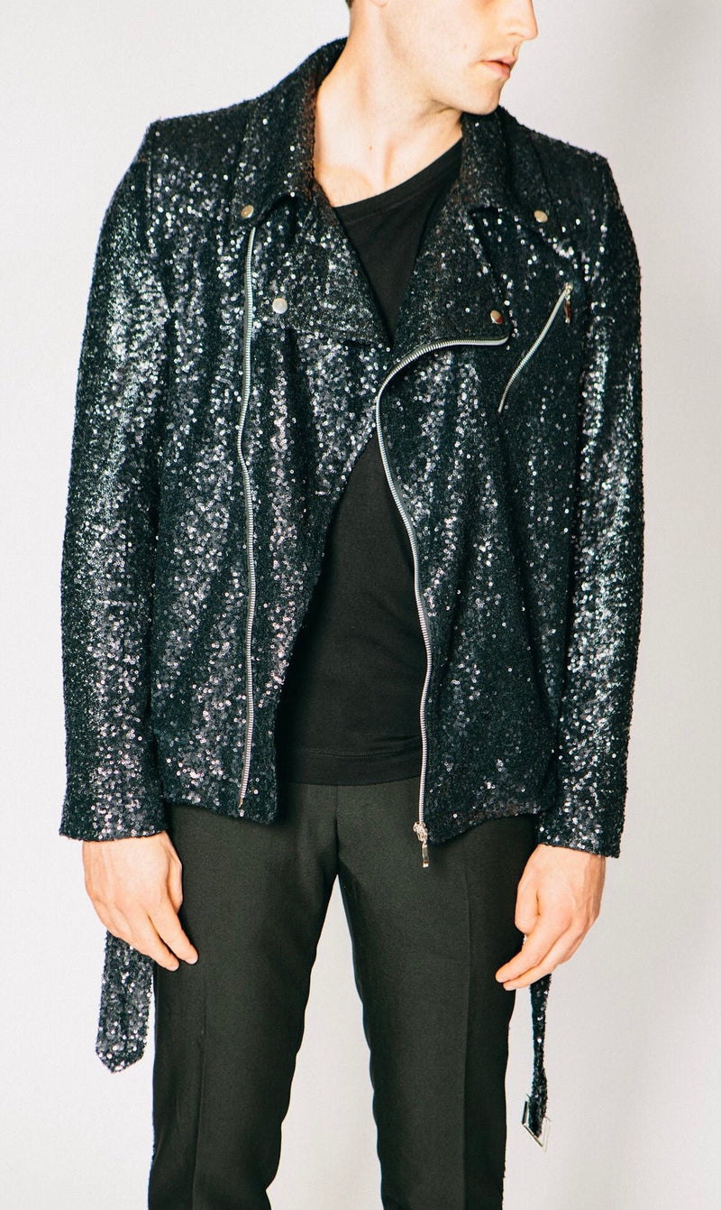 Any Old Iron Men's Sequin Biker Jacket