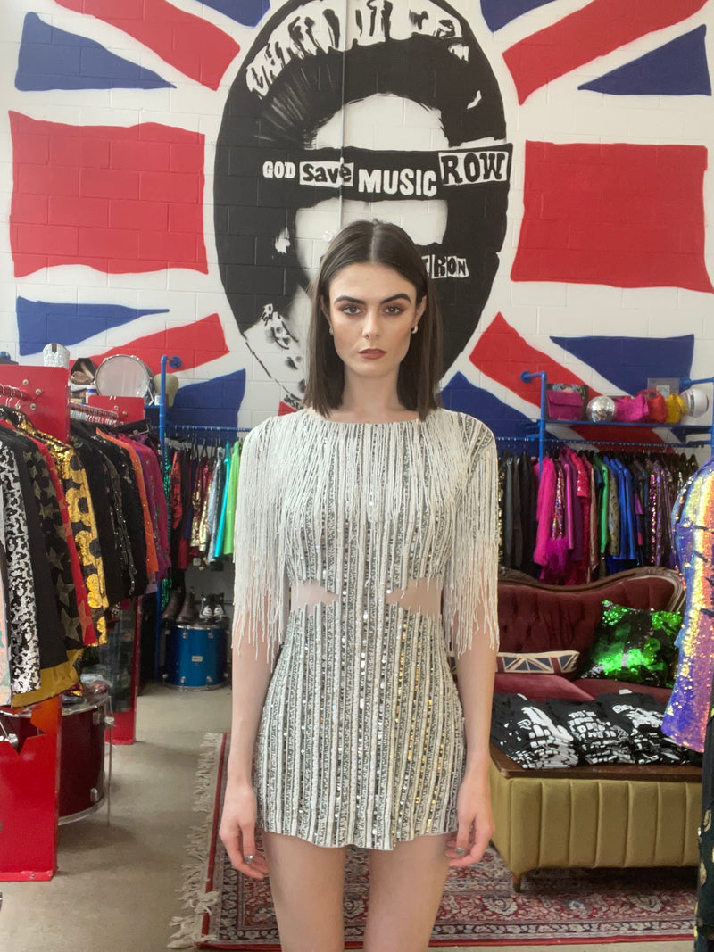 Any Old Iron White Fringe Dress