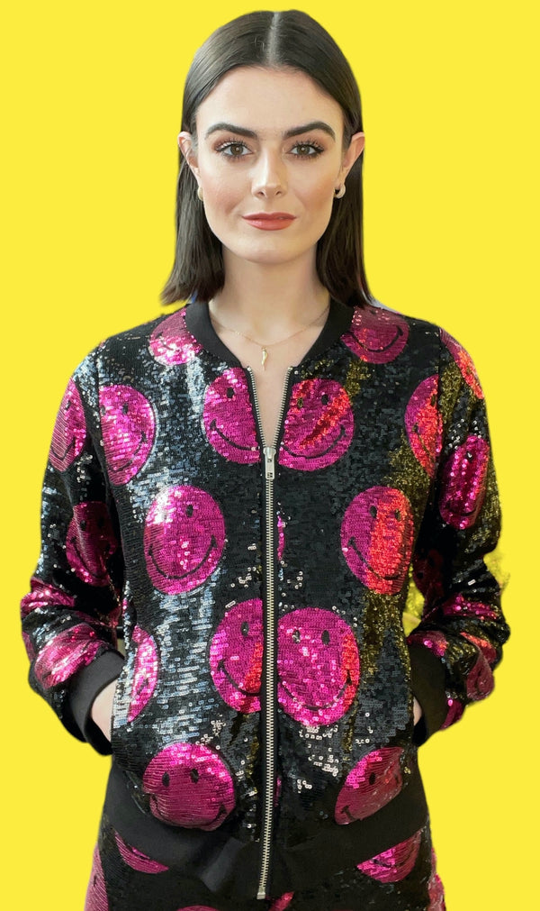 Chaqueta bomber rosa Any Old Iron x Smiley