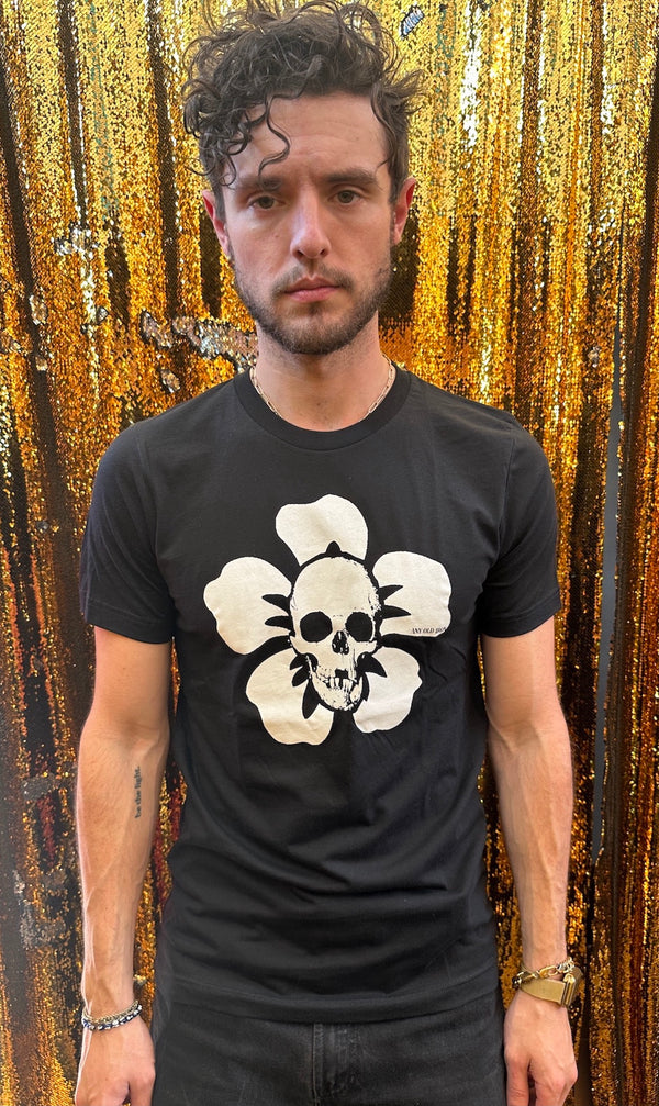 Any Old Iron Mens Floral Skull T-Shirt