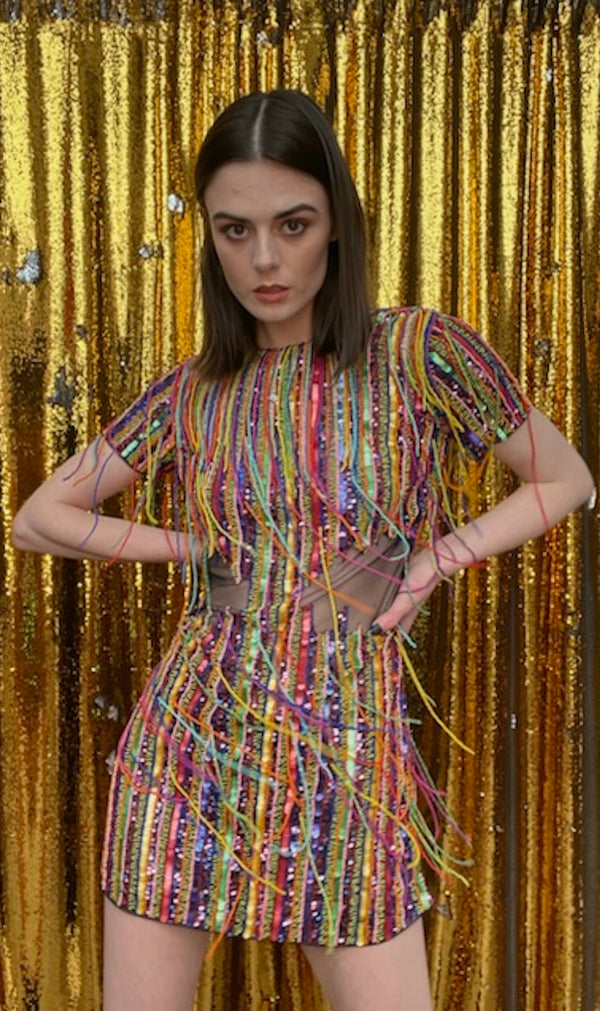 Any Old Iron Rainbow Fringe Dress