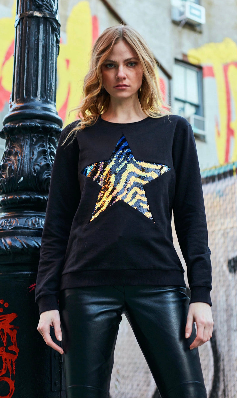 Any Old Iron Zebra Large Star Sweatshirt