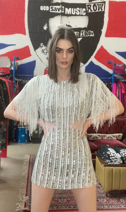 Any Old Iron White Fringe Dress