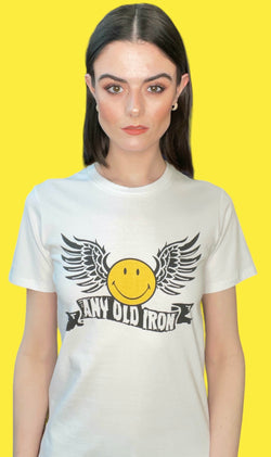 Any Old Iron x Smiley Wings camiseta blanca