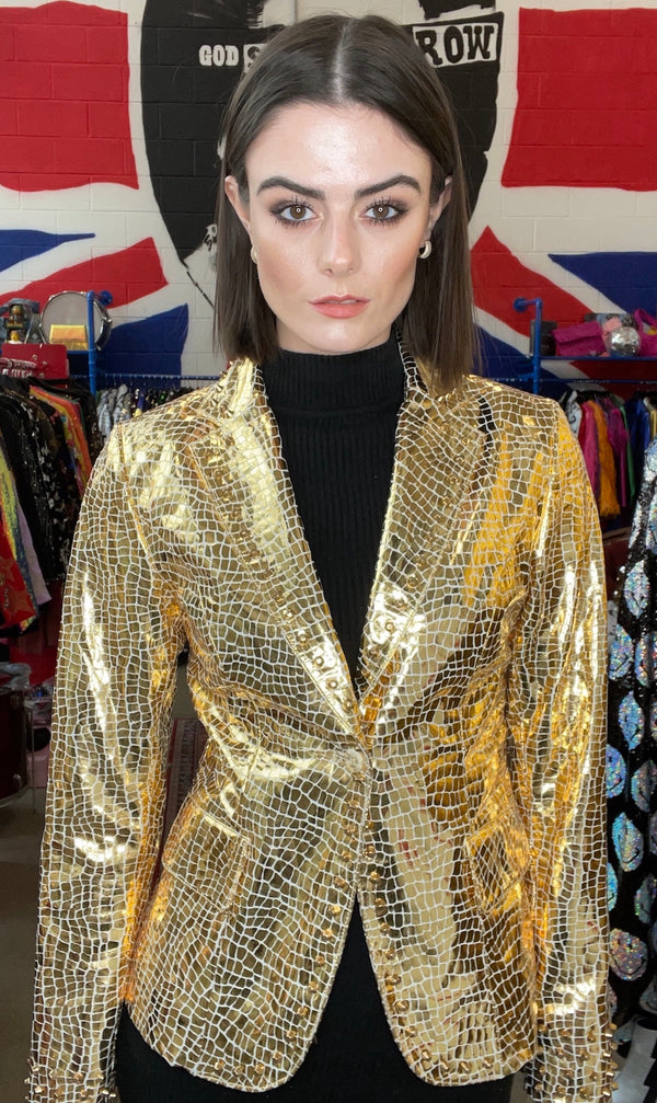 Any Old Iron Gold Snake Blazer Jacket