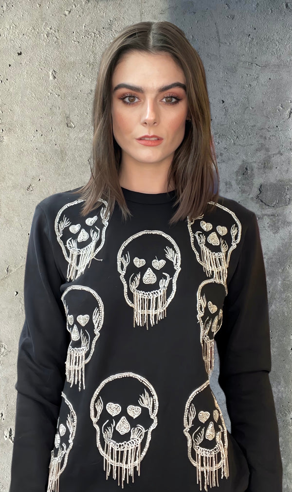 Any Old Iron Skull Fringe Sweatshirt