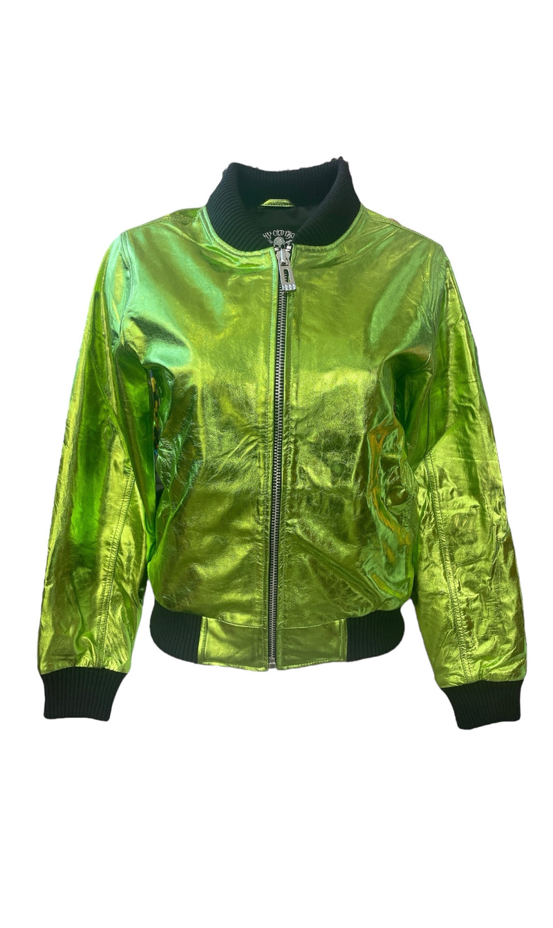 Any Old Iron Men's Green Metal Bomber Jacket