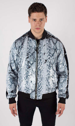 Chaqueta bomber con lentejuelas Any Old Iron Whitesnake