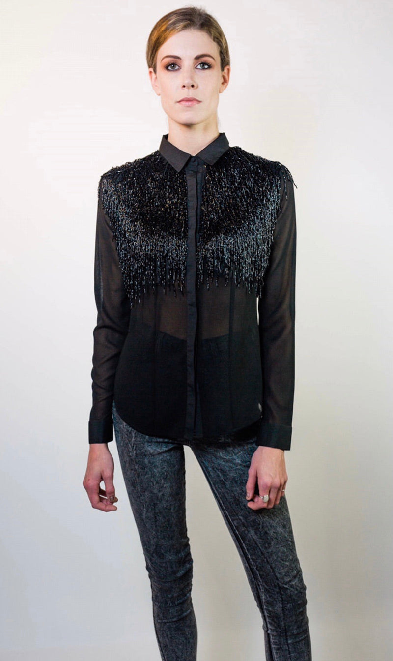 Any Old Iron Beaded Fringe Shirt