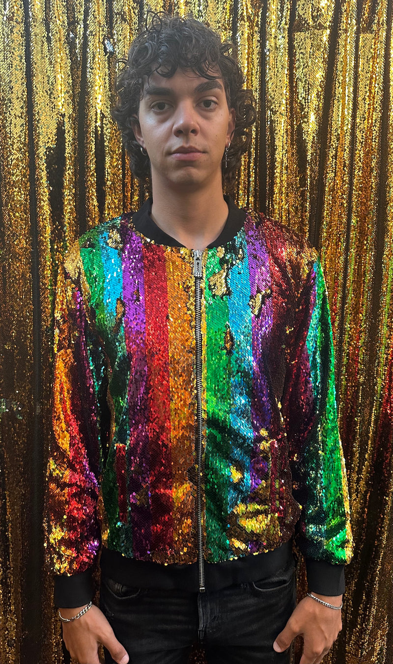 Any Old Iron Men's Rainbow Bomber Jacket