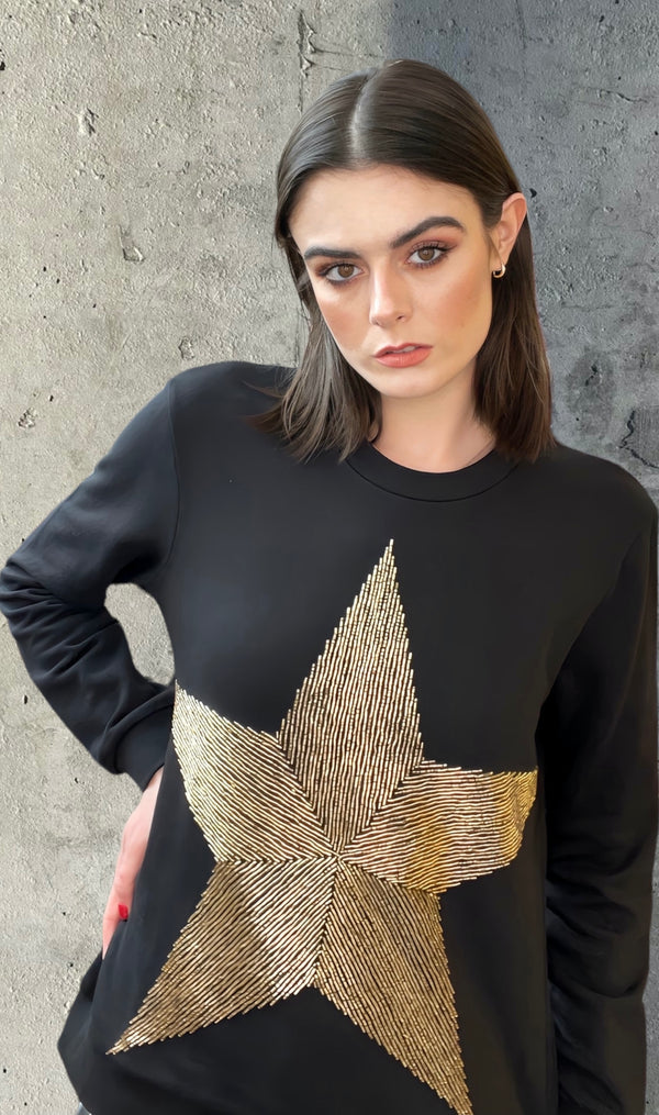 Any Old Iron Goldie Beaded Sweatshirt