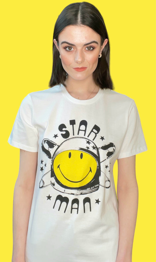 Any Old Iron x Smiley Starman camiseta blanca