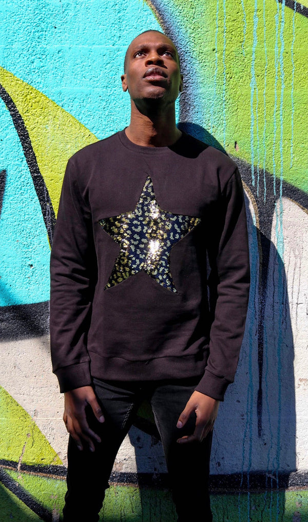 Any Old Iron Men's Leopard Large Star Sweatshirt