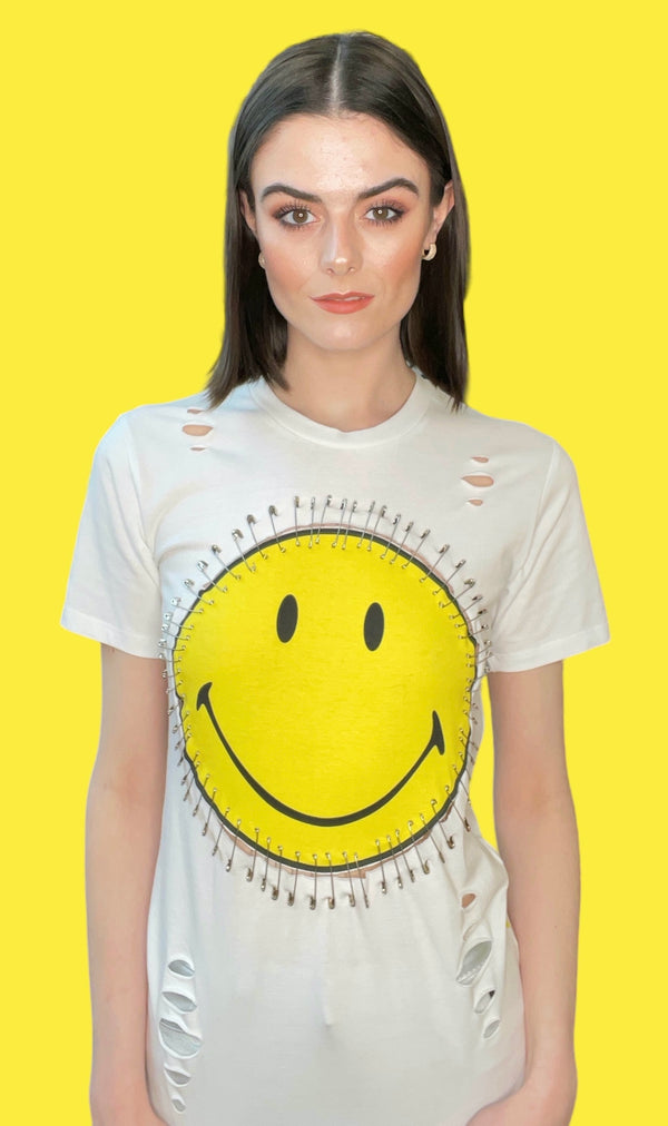 Any Old Iron x Smiley Just Safe camiseta blanca