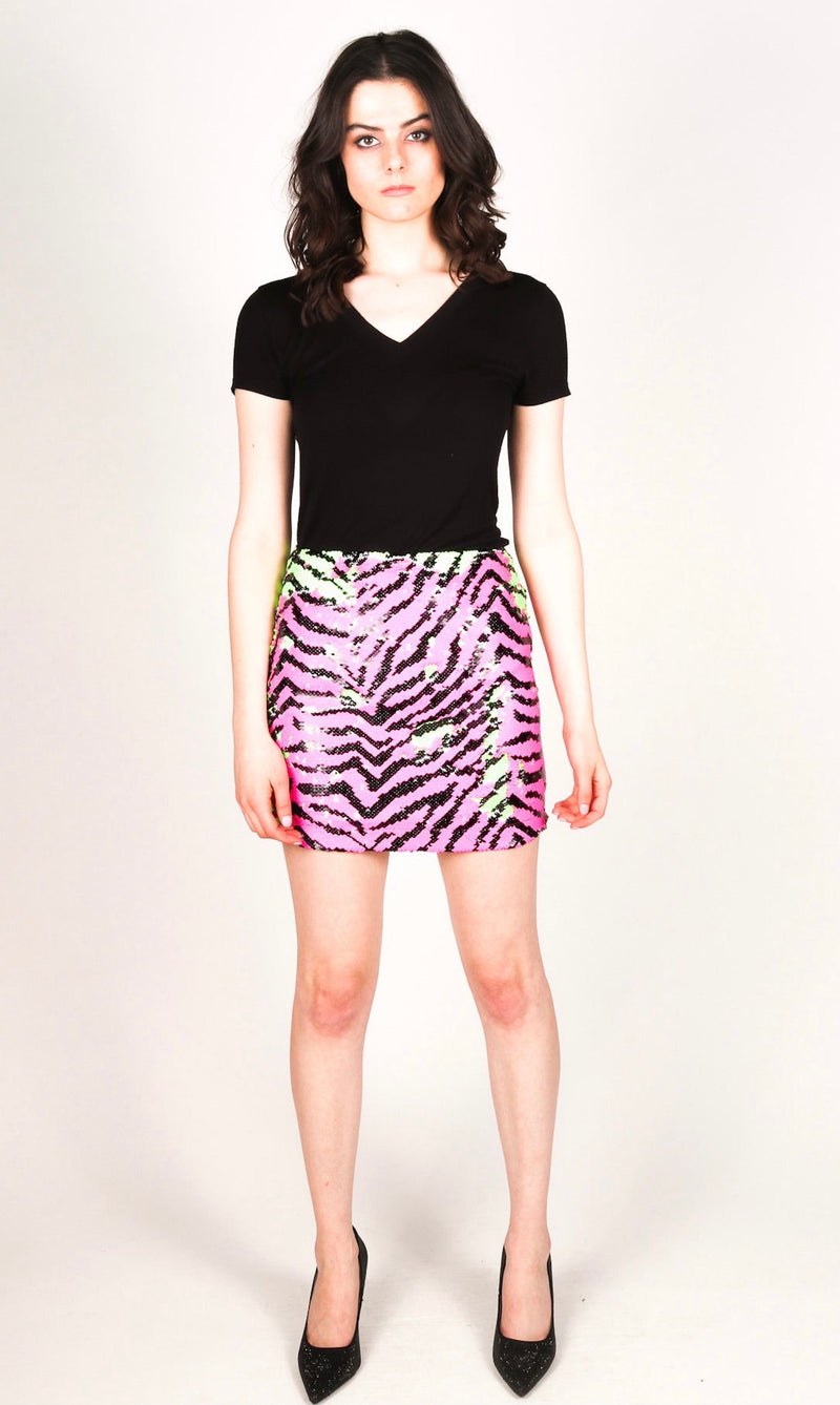 Any Old Iron Neon Zebra Skirt