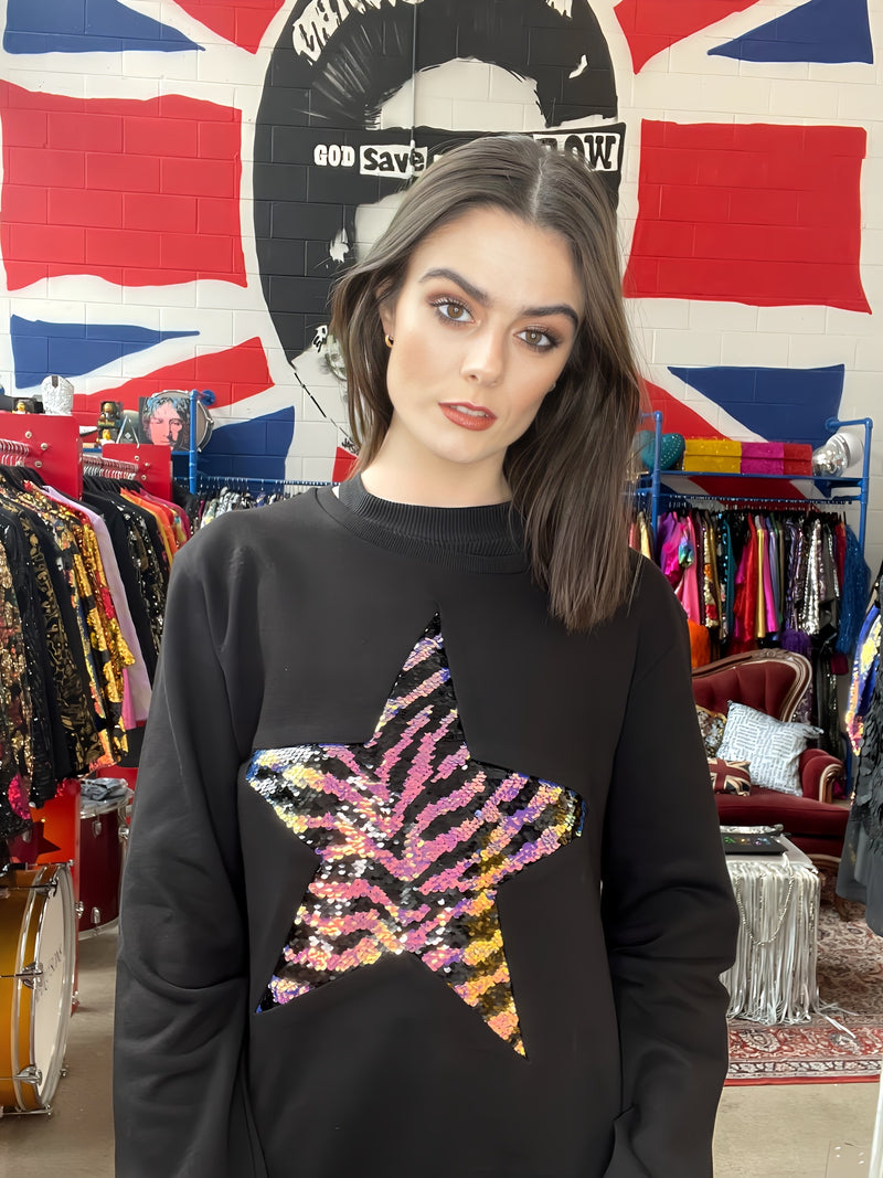 Any Old Iron Zebra Large Star Sweatshirt