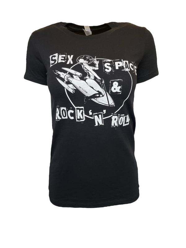 Cualquier viejo hierro sexo espacio y rock n' roll camiseta