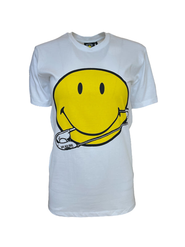 Any Old Iron x Smiley camiseta blanca perforada