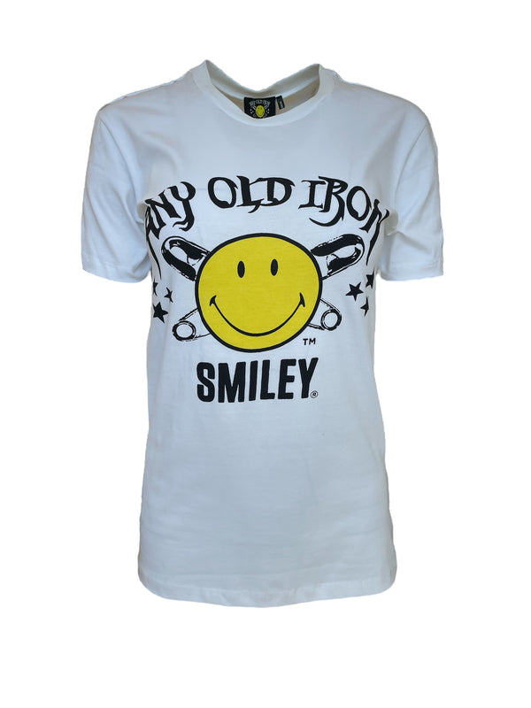 Any Old Iron x Smiley Logo camiseta blanca