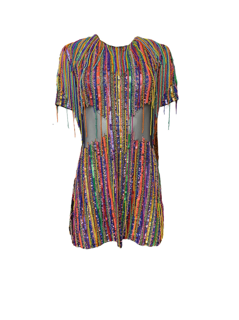 Any Old Iron Rainbow Fringe Dress