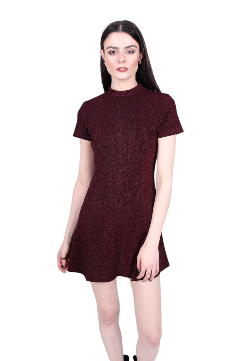 Any Old Iron Shiny Short Oxblood Dress