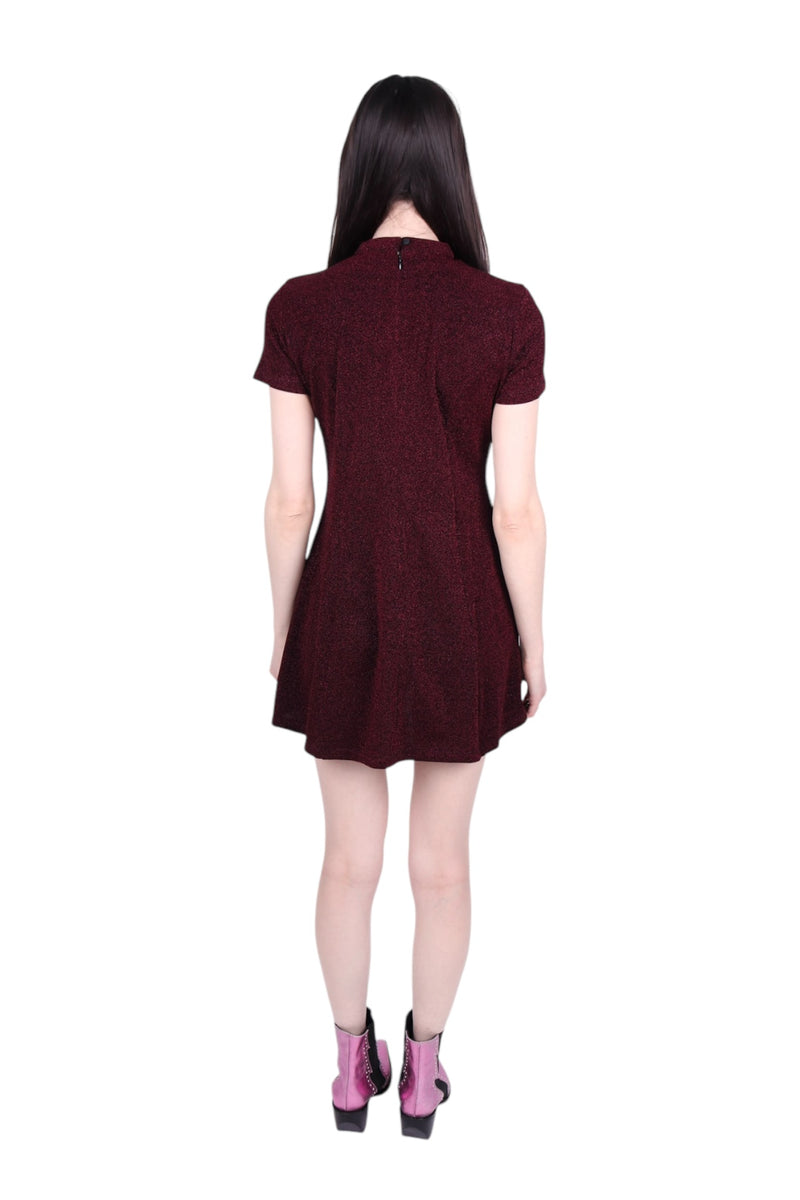 Any Old Iron Shiny Short Oxblood Dress