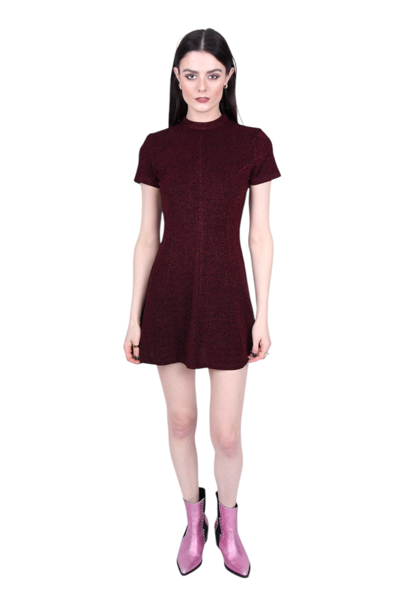 Any Old Iron Shiny Short Oxblood Dress