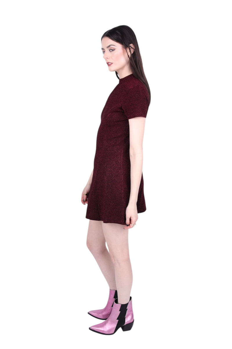 Any Old Iron Shiny Short Oxblood Dress