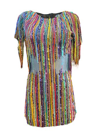 Any Old Iron Rainbow Fringe Dress