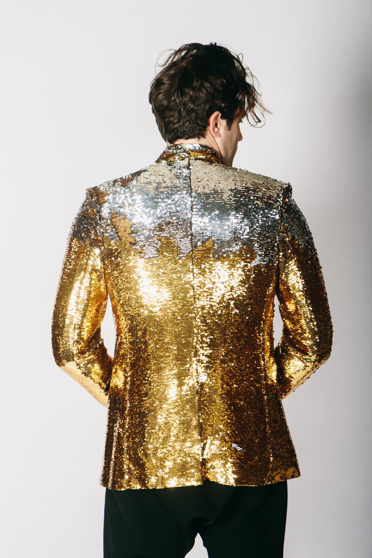 Gold sequin blazer jacket best sale