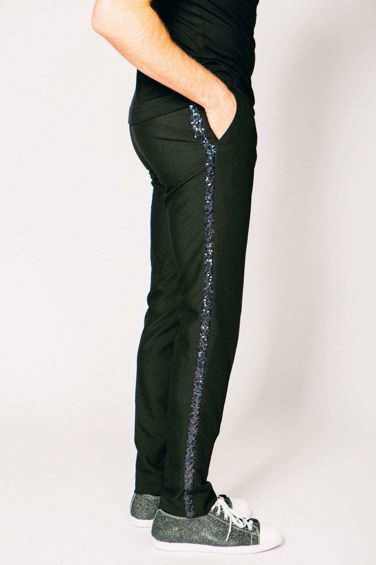 Sequin side stripe pants online